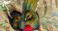 Detalhe da aquarela “Quezal ou Pharomacrus mocinno” - The Watercolour World