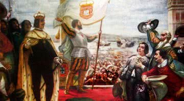 O rei de Portugal João IV sendo coroado - e que através de um golpe, iniciou a Guerra da Restauração  - Domínio Público