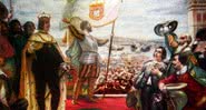 O rei de Portugal João IV sendo coroado - e que através de um golpe, iniciou a Guerra da Restauração  - Domínio Público