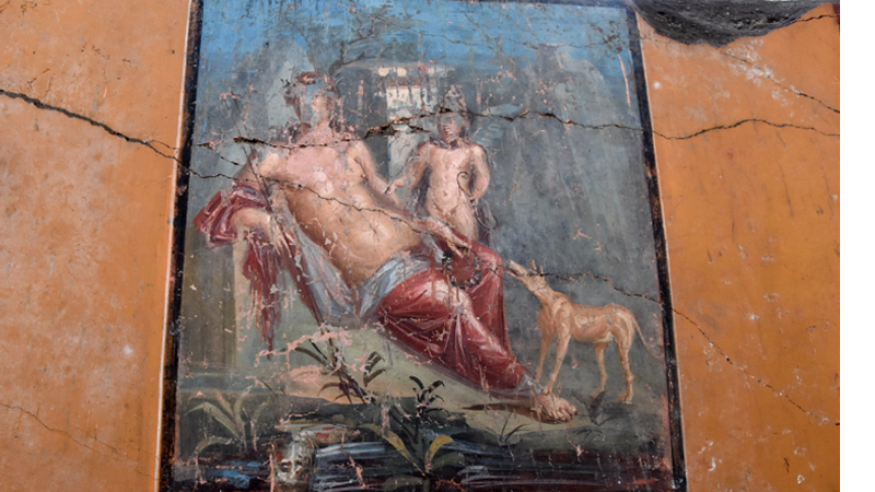 O recém descoberto afresco do mítico caçador Narciso - Parque Arqueológico de Pompeia