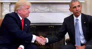 Donald Trump e Barack Obama apertando as mãos - Reprodução