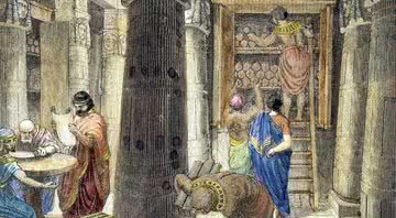 Capa do livro Bibliotecas no Mundo Antigo, de Lionel Casson - Editora Vestígio
