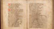 Páginas do livro de cortesia do século 15 - Biblioteca Britânica