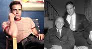 Marlon Brando em ensaio fotográfico (à esq.) e acompanhado de seu pai (à dir.) - Wikimedia Commons / Voxsartoria