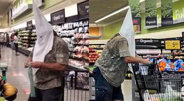 Homem com máscara da Ku Klux Klan em mercado norte-americano - Divulgação/Twitter