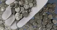 Algumas das centenas de moedas de prata encontradas - Museu de Hrubieszów