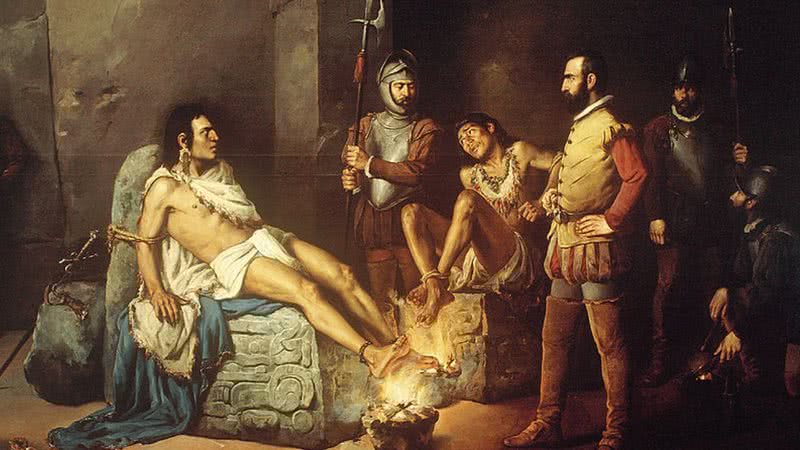 Cortés queima os pés de Cuauhtémoc - Wikimedia Commons