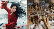 Mulan no filme live action e esqueletos encontrados por pesquisadora - Divulgação - Disney/
