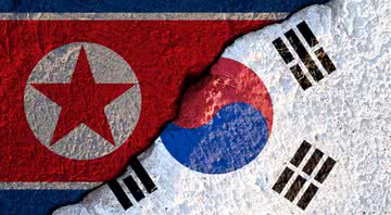 Bandeiras da Coreia do Norte e da Coreia do Sul - Getty Images