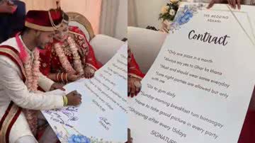 Casal assina contrato de casamento enorme e com termos inusitados na Índia - Divulgação/Instagram @wedlock_photography_assam