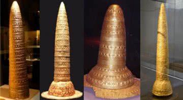 Fotografias dos quatro chapéus de ouro já encontrados - Wikimedia Commons