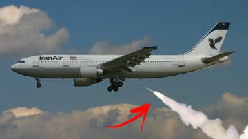 Imagem ilustrativa aponta míssil atingindo Airbus A300 da Iran Air - Wikimedia Commons /  Aeroprints.com in CC by 3.0