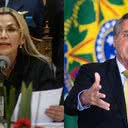 Jeanine Áñez, ex-presidente da Bolívia à esquerda, e Jair Bolsonaro, atual presidente do Brasil, à direita - Getty Images