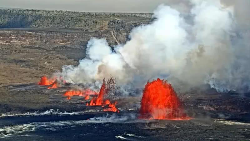 Imagens da erupção recente do vulcão Kilauea, no Havaí - Reprodução/Vídeo/YouTube/USGS