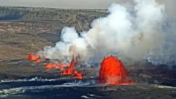 Imagens da erupção recente do vulcão Kilauea, no Havaí - Reprodução/Vídeo/YouTube/USGS