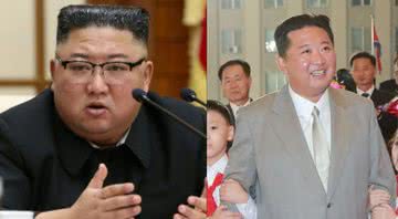 Antes e depois de Kim no desfile - Divulgação / KCNA