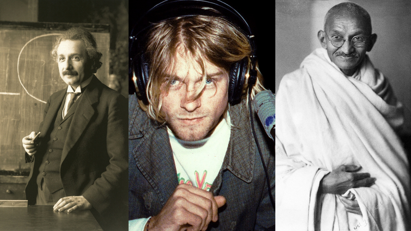 Albert Einstein, Kurt Cobain e Mahatma Gandhi