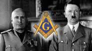 Emblema maçônico sobreposto em encontro de Hitler e Mussolini no ano de 1940 - Wikimedia Commons / Domínio Público