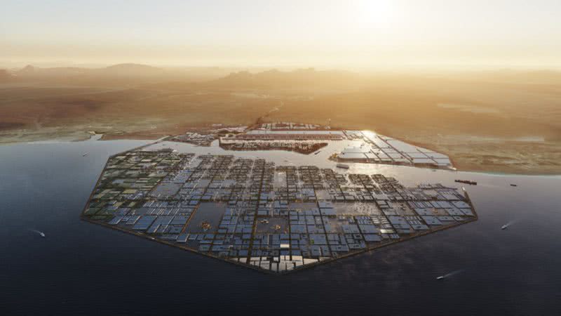Imagem do projeto da cidade flutuante OXAGON