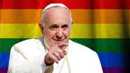 Montagem mostrando Papa e bandeira LGBTQ+ - Divulgação/ Getty Images e Divulgação/ Pixabay/ TheDigitalArtist