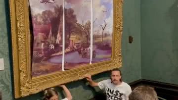 Ativistas do grupo 'Just Stop Oil' no National Gallery - Reprodução/Vídeo