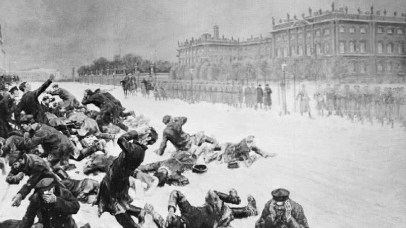 O massacre do Domingo Sangrento em São Petersburgo - Domínio público