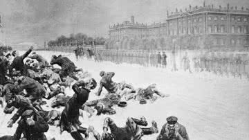O massacre do Domingo Sangrento em São Petersburgo - Domínio público