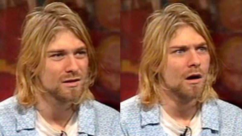 Montagem com expressões faciais de Kurt Cobain após comparação de preços - Divulgação / Youtube / MTV / Chinacat Sunflower