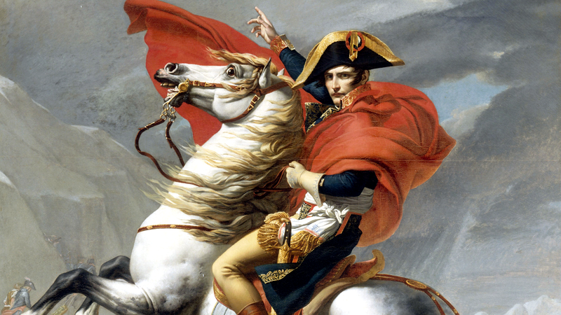 Pintura de Napoleão Bonaparte montando seu cavalo