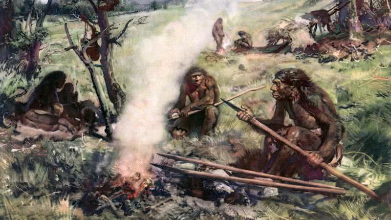 Ilustração de homens neandertais em aproximadamente 30.000 a.C. - Getty Images