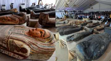 Alguns dos sarcófagos encontrados no Egito - Divulgação/Ministério de Antiguidades do Egito