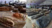 Alguns dos sarcófagos encontrados - Divulgação/Ministério de Antiguidades do Egito