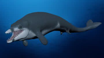 Reconstrução digital da baleia Tutcetus rayanensis, do grupo Basilosauridae - Reprodução/Centro de Paleontologia de Vertebrados da Universidade de Mansoura/Ahmed Morsi
