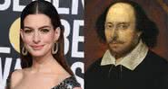 Fotografia de Anne Hathaway e pintura de William Shakespeare - Getty Images/ Domínio Público/ Creative Commons/ Wikimedia Commons