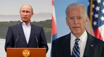 Fotografias de Vladimir Putin e Joe Biden - Getty Images
