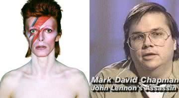 David Bowie na capa de "Aladdin Sane" e Mark Chapman, assassino de John Lennon - Divulgação/RCA Records/Vídeo/CNN