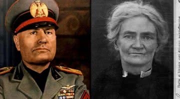 Montagem com fotografias de Mussolini e de Violet Gibson - Divulgação / Domínio Público