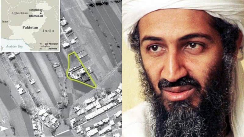 Local de morte de Osama Bin Laden, em Abbottabad, e fotografia do líder terrorista - Wikimedia Commons/Getty Images