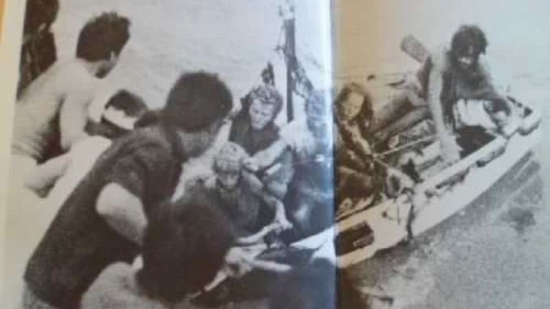 Fotografia do bote durante o resgate pelos pescadores japoneses - Divulgação / Alchetron