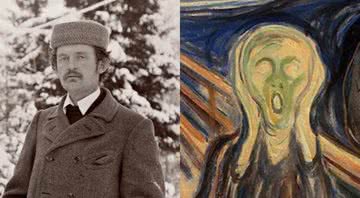 Edvard Munch (à esqu.) e a obra O Grito (à esqu.) - Wikimedia Commons