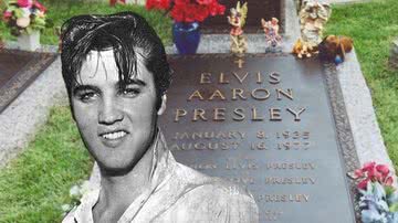 O túmulo de Elvis Presley - Montagem com Wikimedia Commons