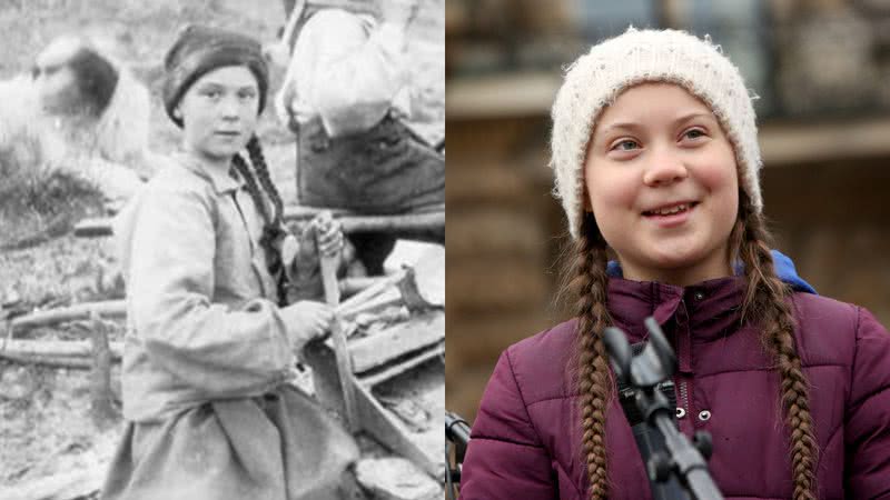 Fotografia da garota canadense e da jovem Greta Thunberg - Biblioteca da Universidade de Washington/ Getty Images