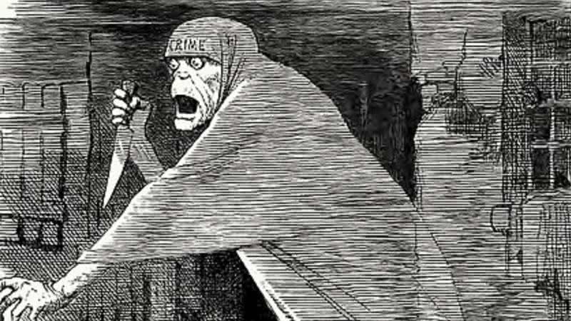 Ilustração de 1888 relacionada ao assassino Jack, o Estripador - Domínio Público via Wikimedia Commons