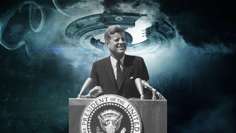 O ex-presidente americano Jonh Fitzgerald Kennedy - Domínio Público via Wikimedia Commons c/ background via Pixabay