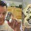 Montagem mostrando fotografia de Josh Ferrin, e o dinheiro escondido no sótão de sua nova casa