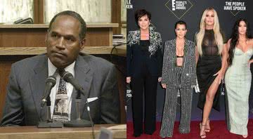 O.J. Simpson em julgamento de 2001 e família Kardashian, respectivamente - Getty Images