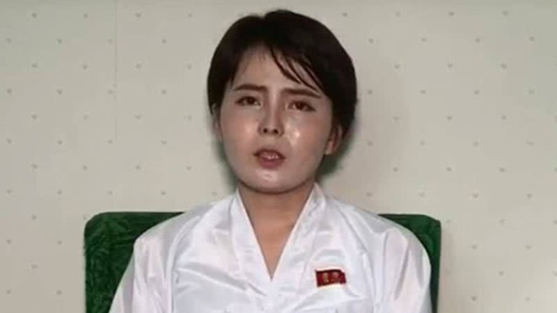 Lim Ji-hyun em entrevista realizada pelo governo norte-coreano - Divulgação
