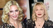 Montagem com fotografias de Madonna, à esquerda, e Courtney Love, à direita - Divulgação/ Getty Images/ Wikimedia Commons