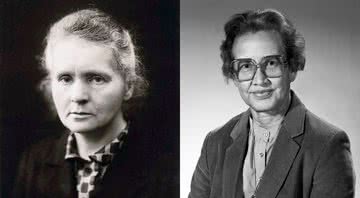 Marie Curie e Katherine Johnson, respectivamente - Creative Commons