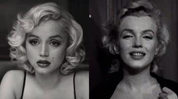 Marilyn Monroe: ficção e real - Reprodução/Vídeo/Youtube e Divulgação/Netflix
